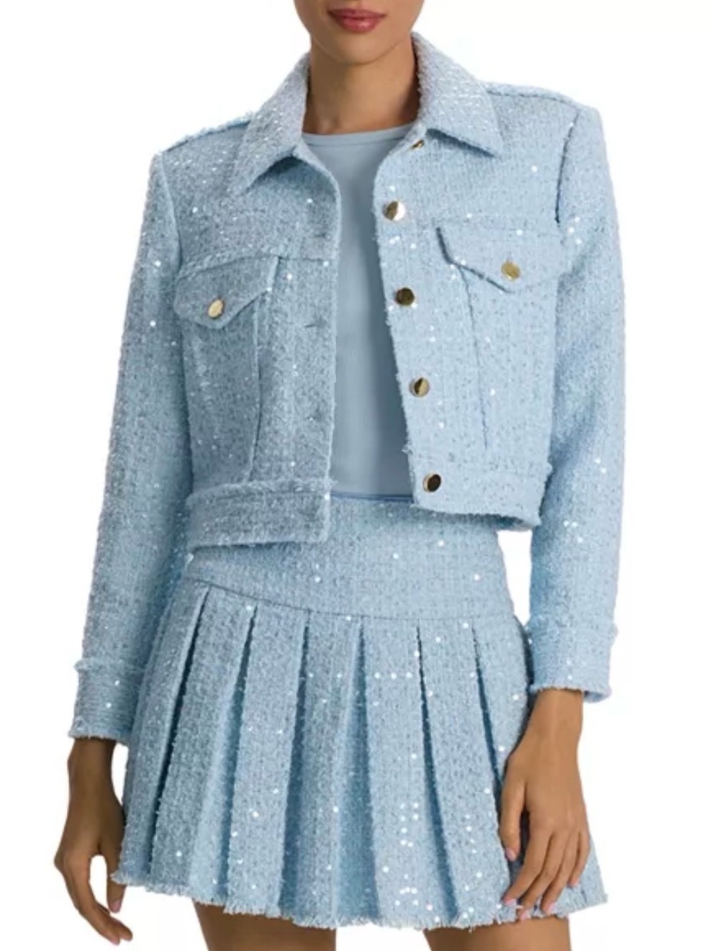 Alice and Olivia Chloe Sparkle Tweed Cropped Jacket new with tags size XS
